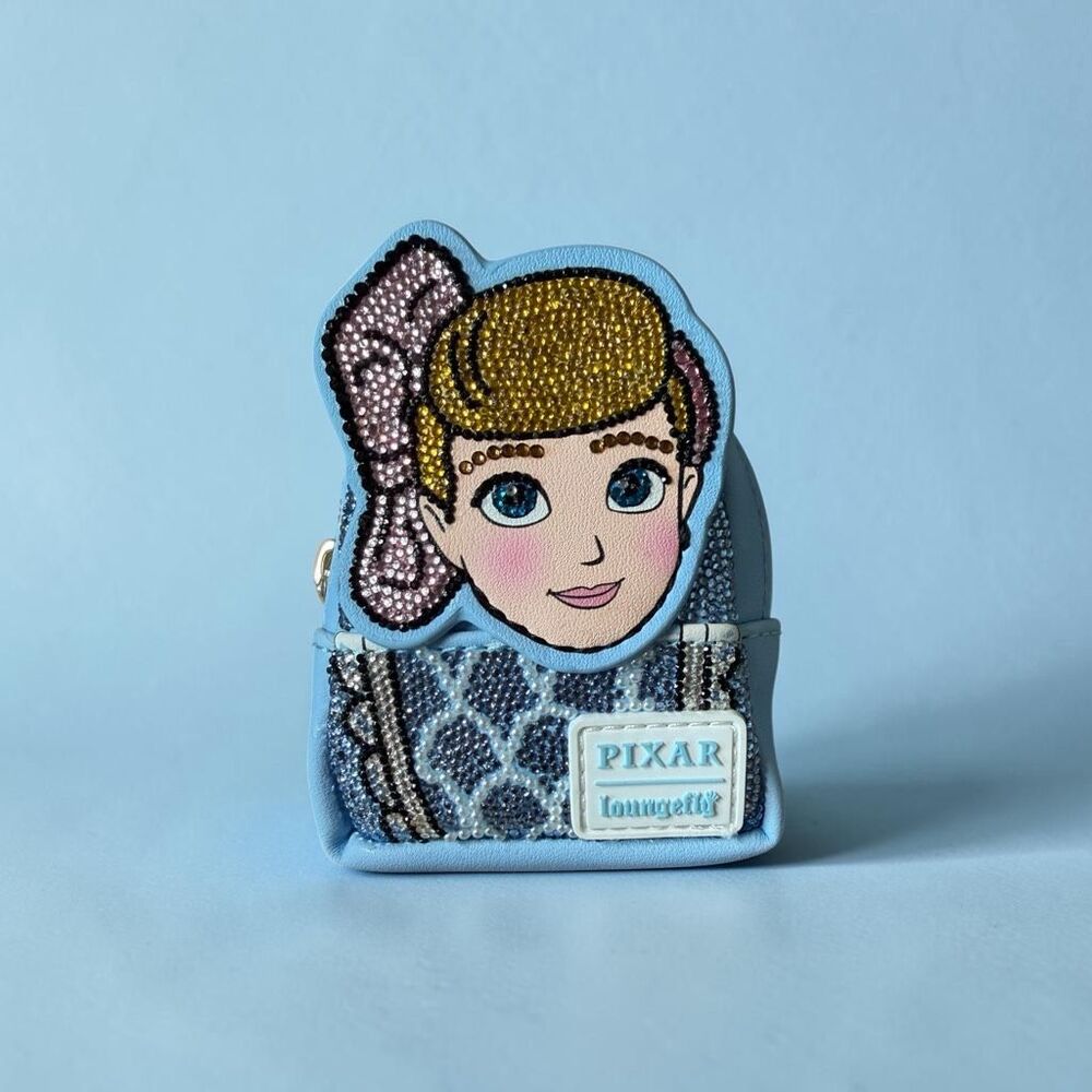 Hand Rhinestoned Disney Pixar Bo Peep Loungefly Mini Backpack Keychain